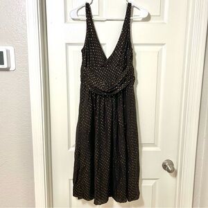 J. Crew 100% Silk Gold & Black Dot Sleeveless Dress Size 4